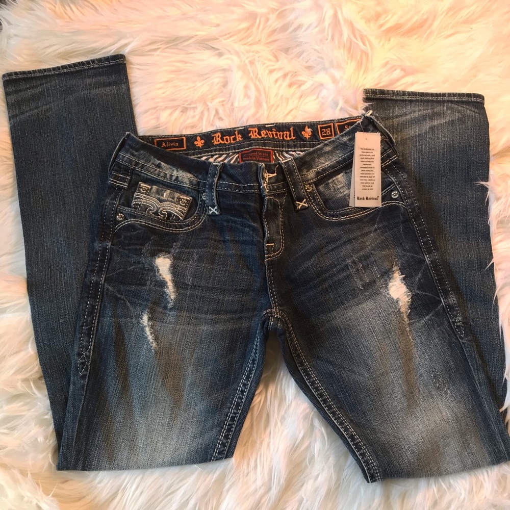 Rock Revival Alivia Straight Leg Distressed Jeans